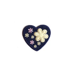 Iron-On Patch - Blue Jeans Heart with Yellow Flower